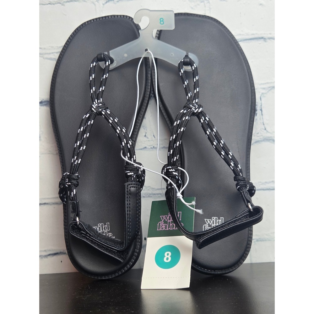 Wild Fable Carson Black Corded Strappy Thong Sandals Womens Size 8 NWT